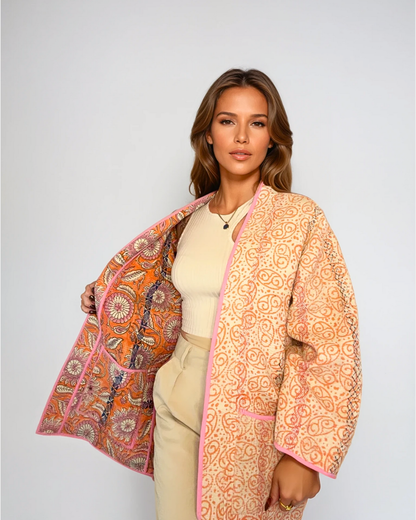 Dettaglio tessuto Kantha giacca Canto Nomade