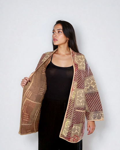Dettaglio tessuto Kantha giacca Canto Nomade