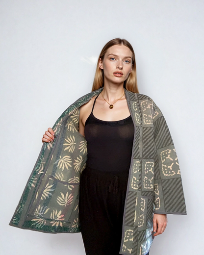 Dettaglio tessuto Kantha giacca Canto Nomade