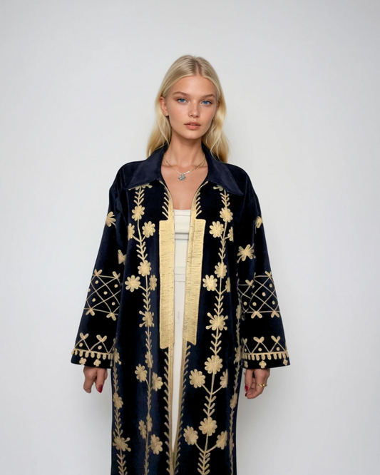 Cappotto in velluto ricamato Regina d'Oriente EcoEssence
