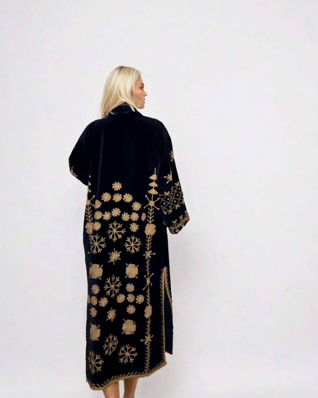 Retro cappotto velluto ricamato Regina d'Oriente EcoEssence