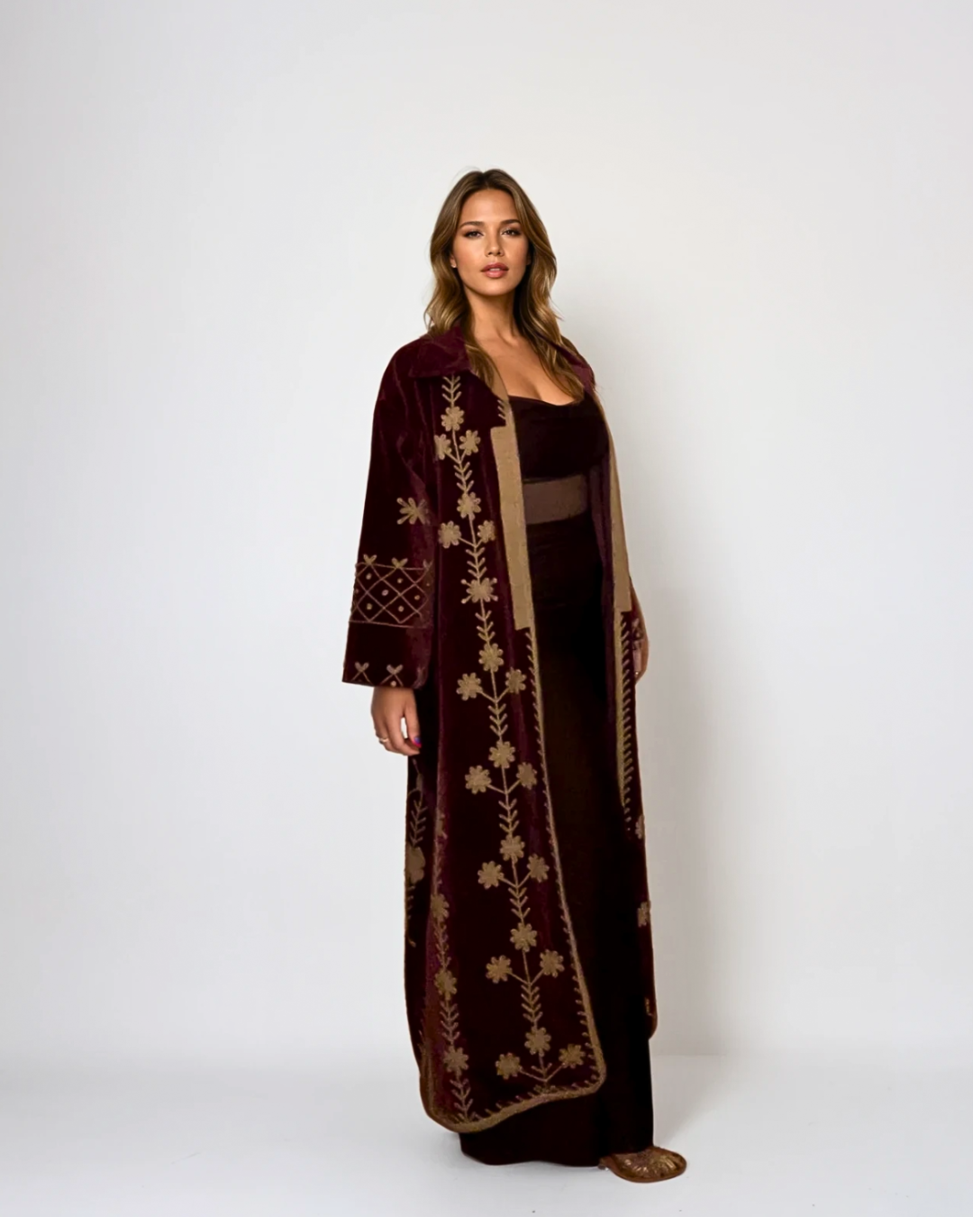 Retro cappotto velluto ricamato Regina d'Oriente EcoEssence