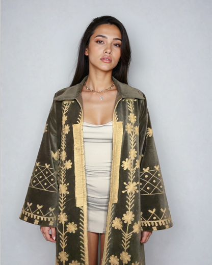 Cappotto in velluto ricamato Regina d'Oriente EcoEssence